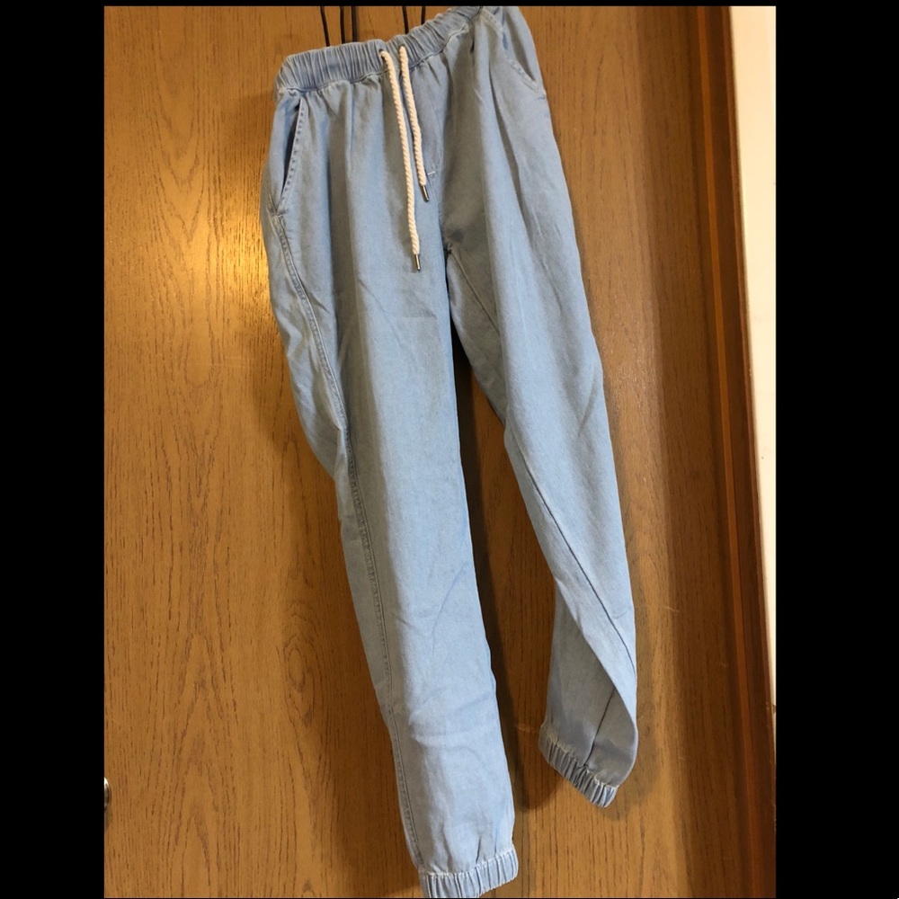 Aerie Light Wash Denim Joggers